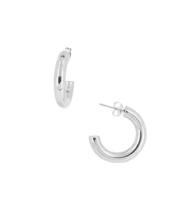 Vermo-Earrings-Silver-Stainless-Steel-Thick-Hoop